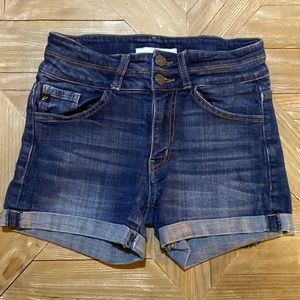 Kancan Girls Signature Buckle Stretch Highrise Button Shorts 14 Stitched Cuff